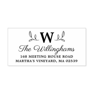 Sello Automático Monograma de hojas botánicas