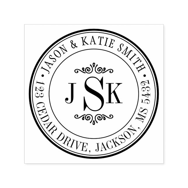 Sello Automático Monograma de iniciaciones de bordes redondeados Cr (Diseño)