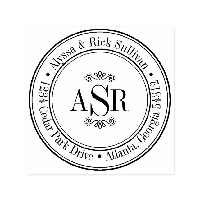 Sello Automático Monograma de iniciaciones de bordes redondeados Cr (Diseño)