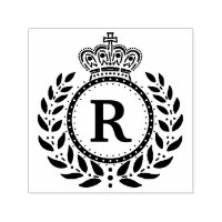 Monograma de la Corona Real Laurel Wreath | Blanco