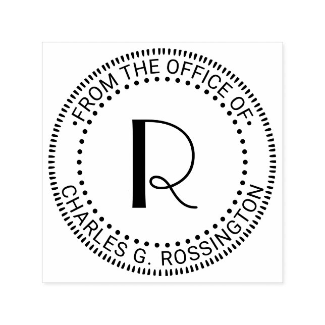 Sello Automático Monograma de letra inicial única "De la oficina" (Diseño)