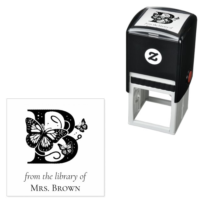 Sello Automático Monograma de Mariposa Letra B De la Biblioteca De (In Situ)