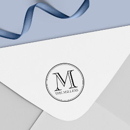 Sello Automático Monograma de nombre de familia de borde redondo cl