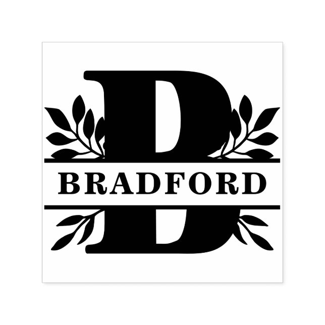 Sello Automático Monograma de nombre de familia de follaje clásico  (Diseño)