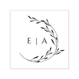 Sello Automático Monograma de Wreath Minimalista simple y elegante