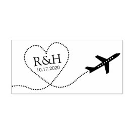 Sello Automático Monograma del corazón del avión de la boda de dest