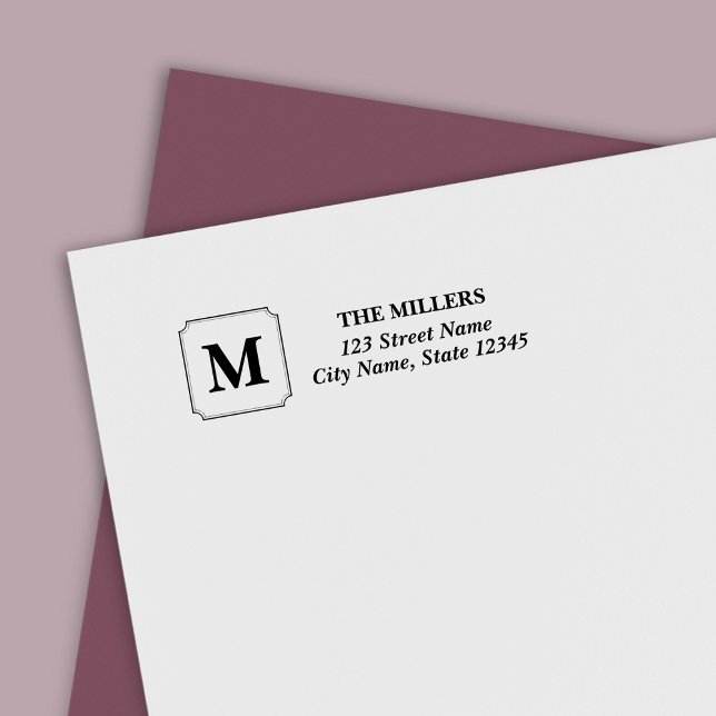 Sello Automático Monograma Dirección de nombre de familia clásica m (Subido por el creador)