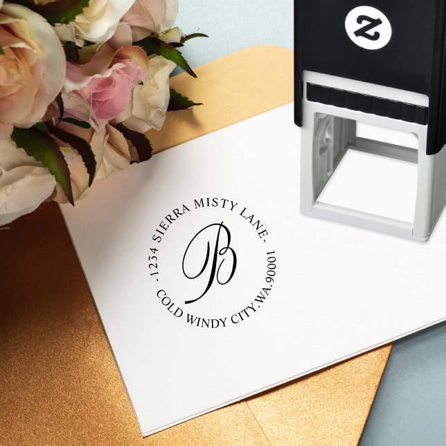 Sello Automático Monograma Dirección inicial o Ronda clásica Boda (Subido por el creador)