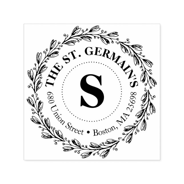 Sello Automático Monograma elegante con nombre y dirección (Diseño)