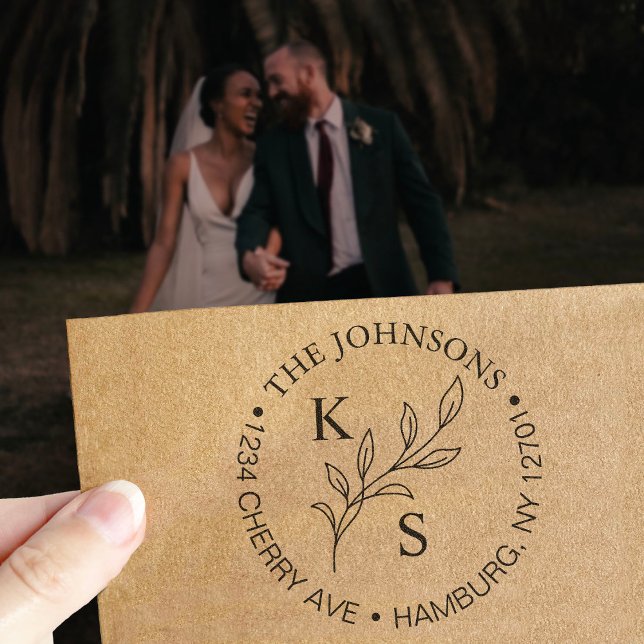 Sello Automático Monograma elegante de Boda floral de vegetación (Subido por el creador)