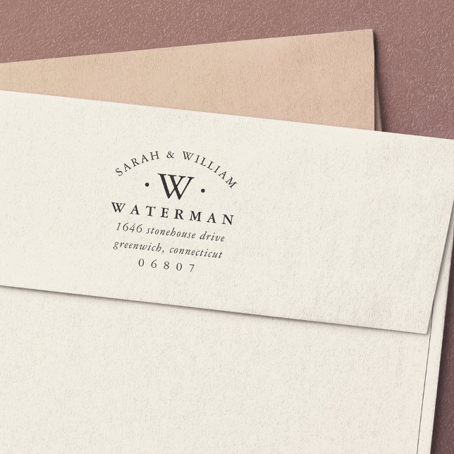 Sello Automático Monograma elegante | Dirección de devolución (Subido por el creador)