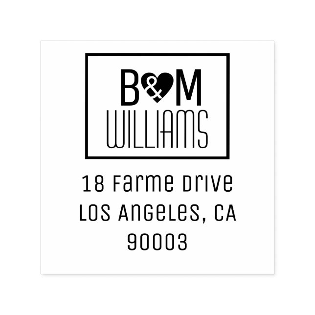 Sello Automático monograma familiar con dirección de retorno en bla (Diseño)