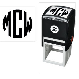 Sello Automático Monograma Inicial de Círculo Preppy 3 Enmarcado 2X