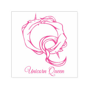 Sello Automático Monograma mágico Q Personalizado unicornio Reina
