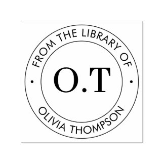 Sello Automático Monograma moderno de la biblioteca de