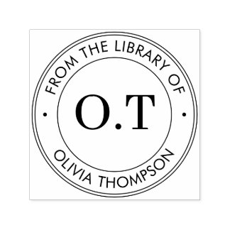 Sello Automático Monograma moderno de la biblioteca de