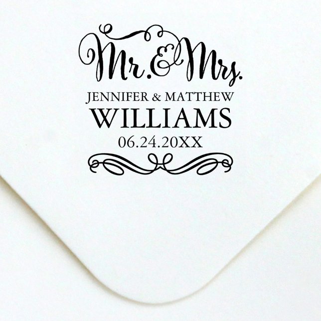 Sello Automático Monograma moderno de pareja de boda con letra manu (Subido por el creador)