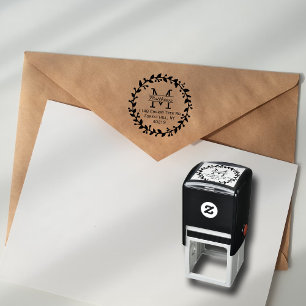 Sello Automático Monograma Personalizado de floral de moda