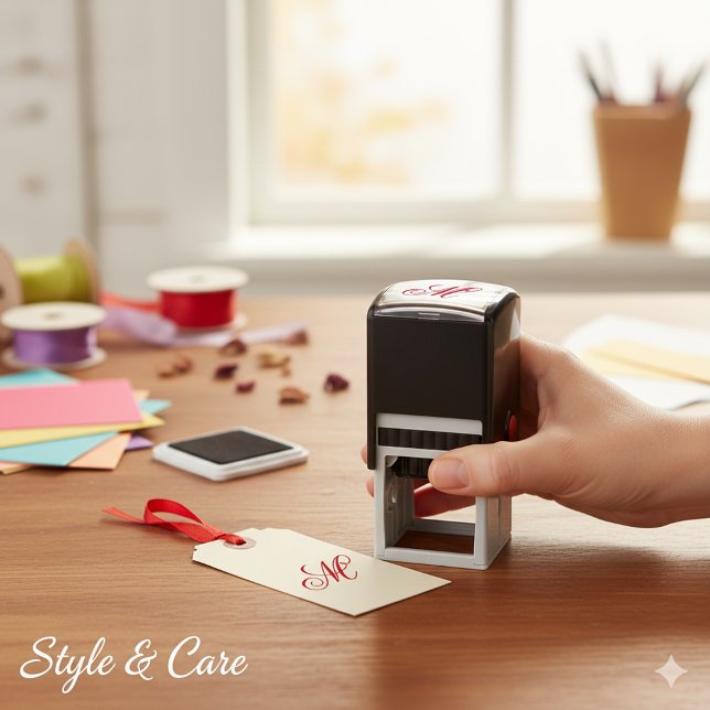Sello Automático Monograma personalizado elegante y adaptable (Customizable Personalized Stylish Monogram Self-inking Stamp)