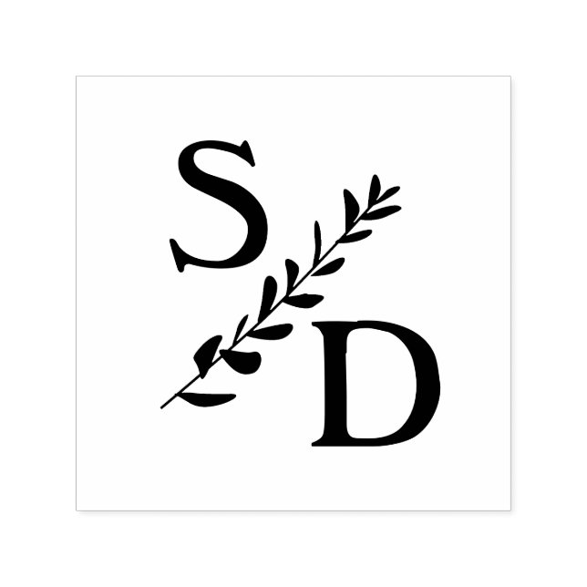 Sello Automático Monograma simple boda con iniciales (Diseño)