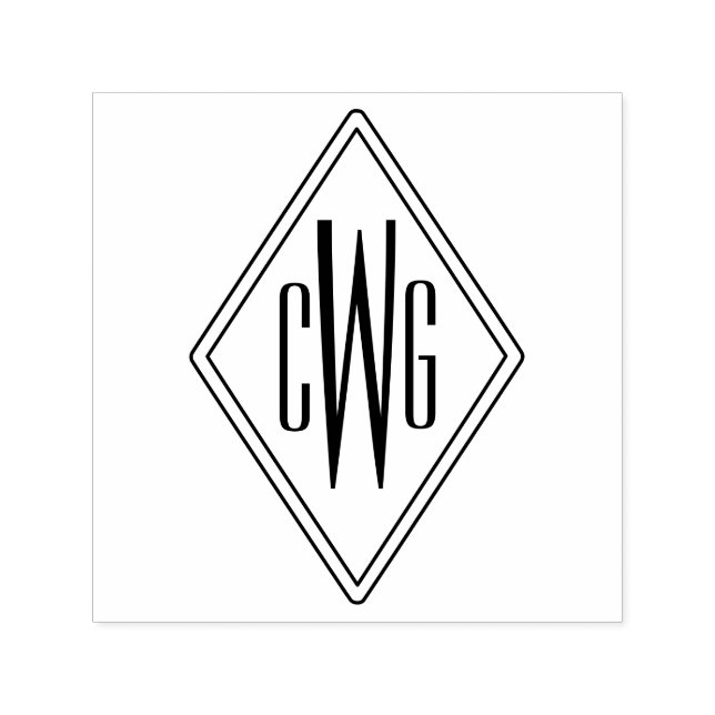 Sello Automático Monograma simple de 3 letras iniciales #5 marco de (Diseño)