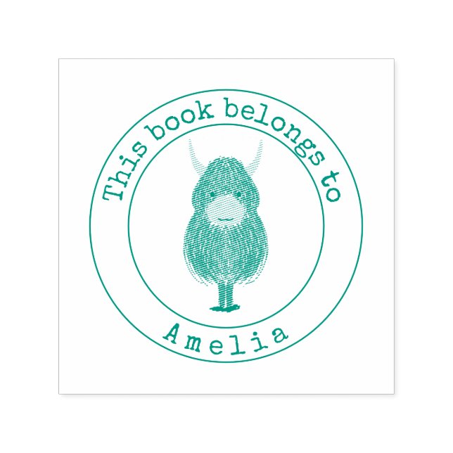 Sello Automático Monograma Vaca Highland Este Bookplate (Diseño)