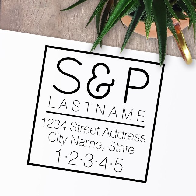 Sello Automático Monograma y dirección de retorno de la familia mod (Subido por el creador)