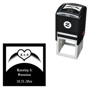 Sello Automático Monogramado Boda gótico Personalizado del corazón