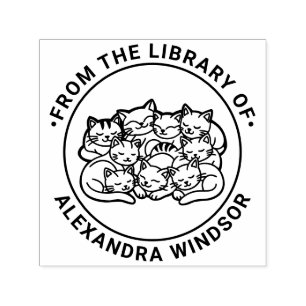 Sello Automático Montón de gatos lindos durmiendo Nombre del libro 
