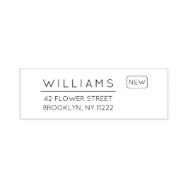 Sello Automático Moviéndose. Nueva dirección. Tipografía mínima 01.