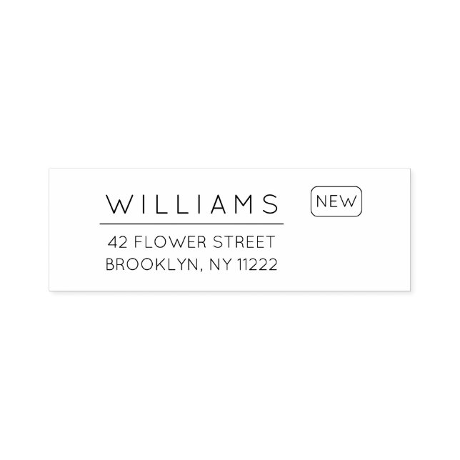 Sello Automático Moviéndose. Nueva dirección. Tipografía mínima 01. (Diseño)