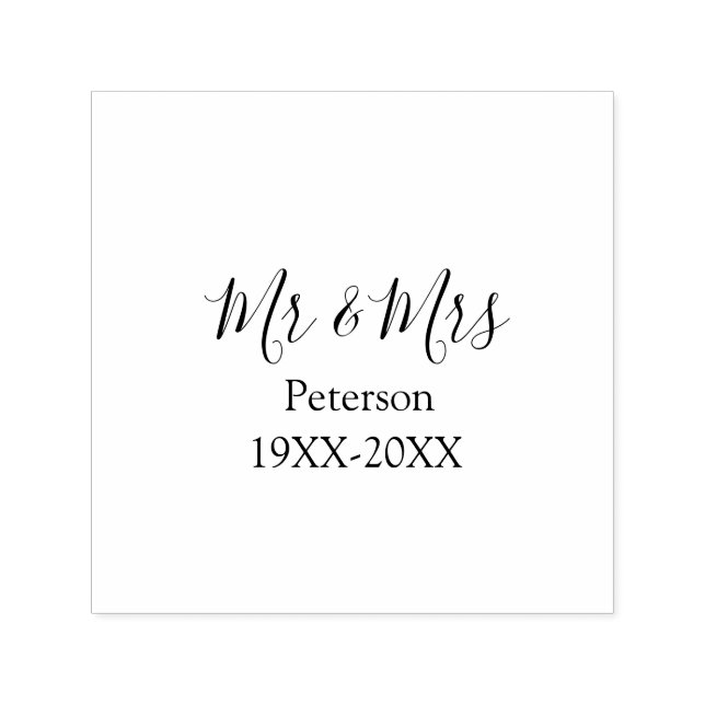 Sello Automático Mr & Mrs last name married year wedding engagement (Diseño)