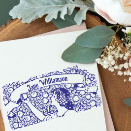 Sello Automático Mujer recogiendo manzanas