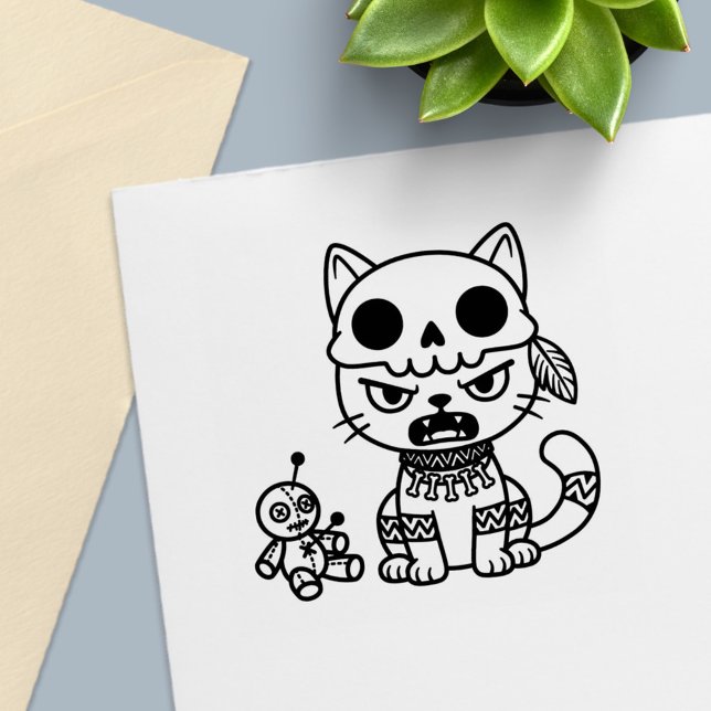 Sello Automático Muñeca de Vudú de Gato Bruja (Subido por el creador)