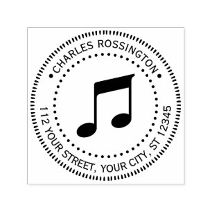 Sello Automático Music Musical Notes Round Name Return Address