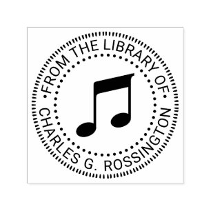Sello Automático Música Notas Musicales Redondas Nombre del Libro d