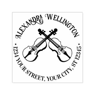 Sello Automático Música Violines Cruzados Nombre Dirección de Devol