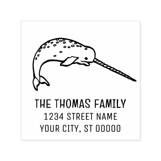 Sello Automático Narval Bonito con Cuerno Enorme Nombre Dirección (Diseño)