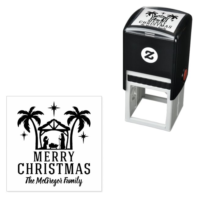 Sello Automático Natividad Feliz Navidad Nombre de la familia (In Situ)