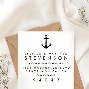 Sello Automático Nautical Anchor Married Pareja Dirección de Retorn