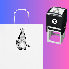 Sello Automático Navidades divertidos Santa Gnome Parejas Monograma