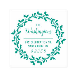 Sello Automático Navidades Holly Wreath Nombre de la familia Direcc