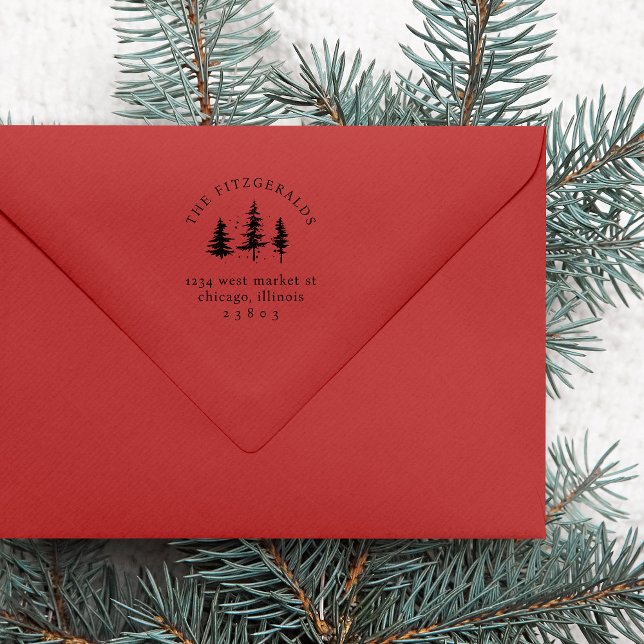 Sello Automático Navidades Pine Trees Nombre de familia Dirección d (Subido por el creador)