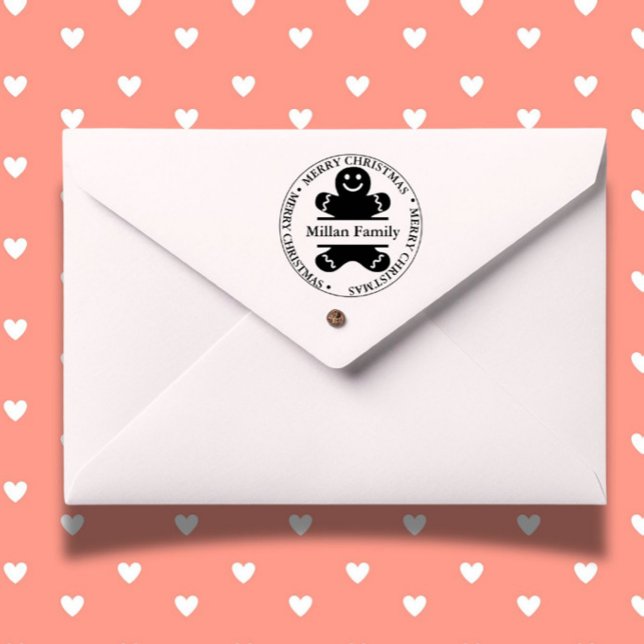 Sello Automático Navidades Tema del hombre de Gingerbread (Celebrate the holidays with a charming Christmas Gingerbread man self-inking stamp )