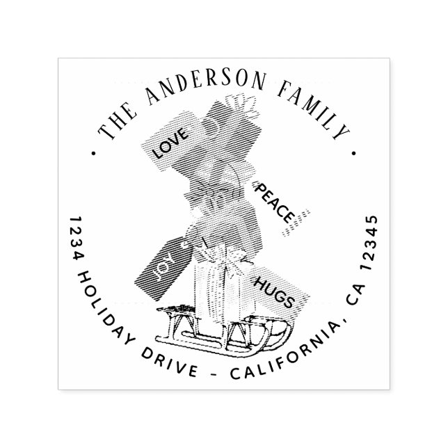 Sello Automático Navidades Winter Festive Family Address (Diseño)