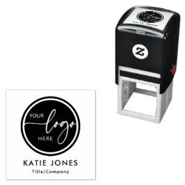 Sello Automático Negocio de Logo Personalizado en Blanco y Negro