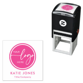 Sello Automático Negocio de logotipo personalizado negro y rosa