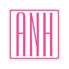 Sello Automático Negrita 3 Iniciales Monograma Rosa Fuchsia