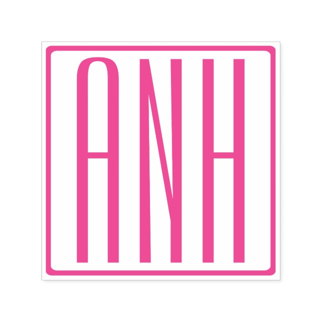 Sello Automático Negrita 3 Iniciales Monograma Rosa Fuchsia (Diseño)