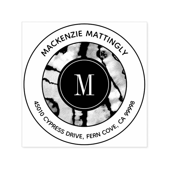 Sello Automático Negrita Marble Agate Tye Textura Monograma (Diseño)